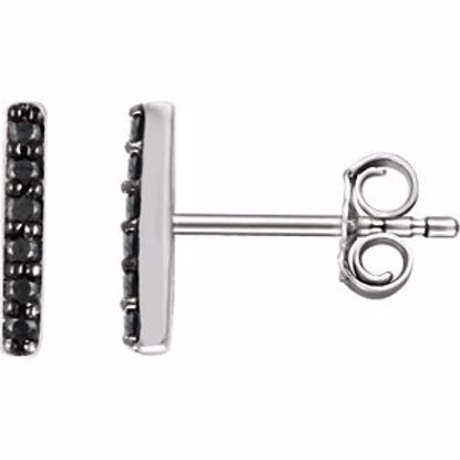 651757:60003:P 14kt White 1/10 CTW Black Diamond Vertical Bar Earrings