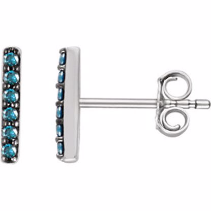 651757:60004:P 14kt White 1/10 CTW Blue Diamond Vertical Bar Earrings