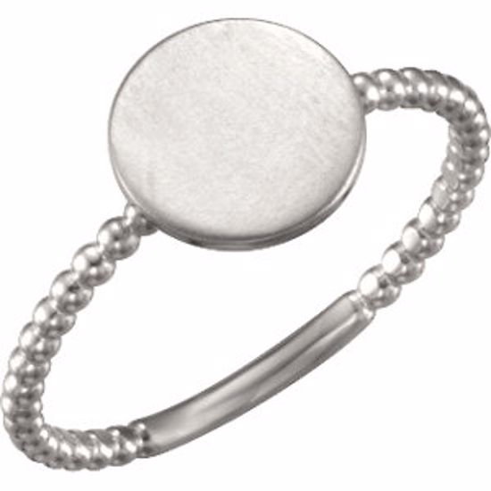 51400:1004:P Continuum Sterling Silver Round Engravable Beaded Ring 
