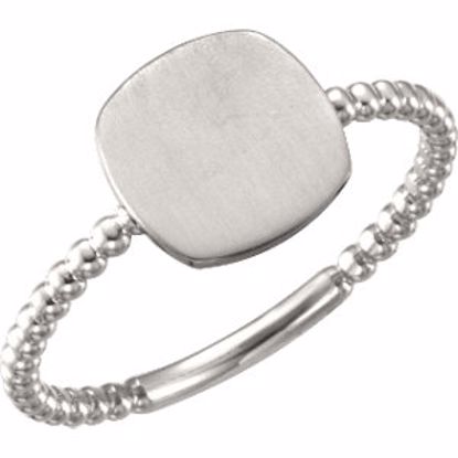 51406:1004:P Contiuum Sterling Silver Antique Engravable Beaded Ring