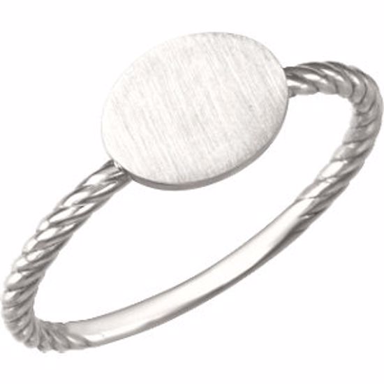 51404:1004:P Contnuum Sterling Silver Oval Engravable Rope Ring