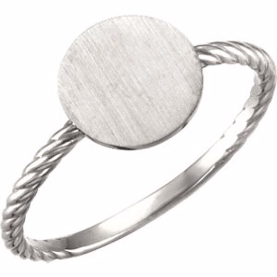 51401:1004:P Continnum Sterling Silver Round Engravable Rope Ring