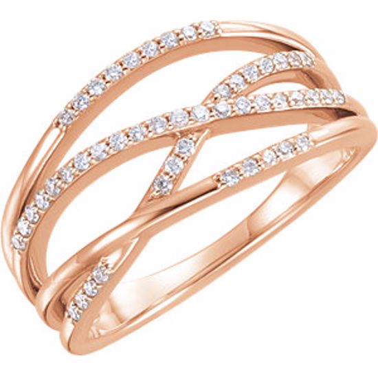 122658:6003:P 14kt Rose 1/4 CTW Diamond Criss-Cross Ring