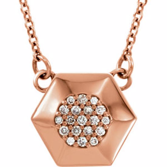 86234:103:P 14kt Rose .08 CTW Diamond Geometric 16.5" Necklace