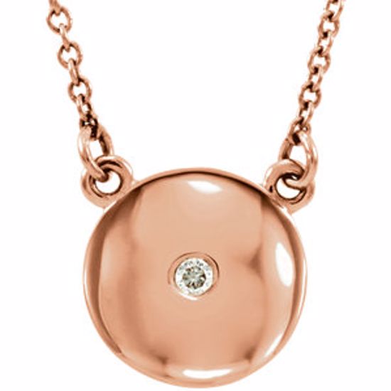 86236:103:P 14kt Rose .02 CTW Diamond Domed 16.5" Necklace