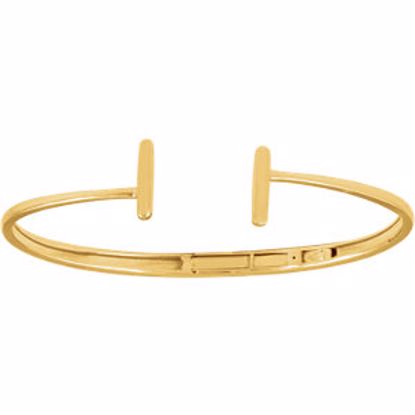 651858:60000:P 14kt Yellow Hinged Cuff Bar Bracelet 7"