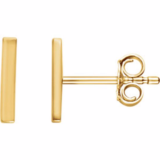 651868:100:P 14kt Yellow Vertical Bar Earrings