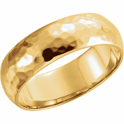 51529:607:P 14kt Yellow 6mm Half Round Hammer Finish Band Size 7