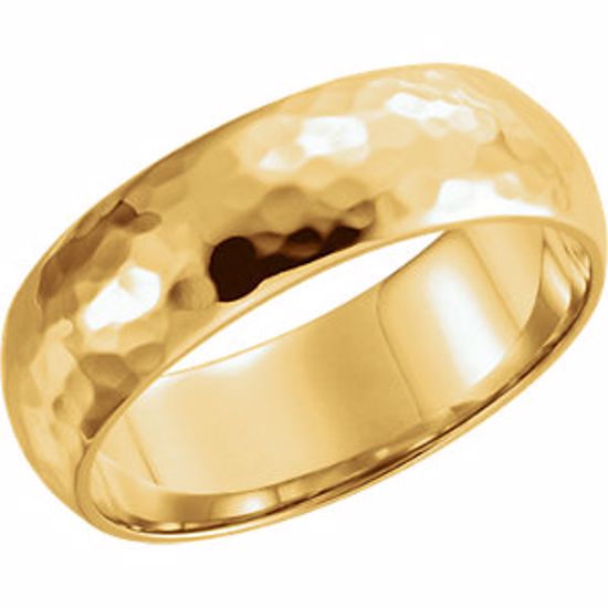 51529:607:P 14kt Yellow 6mm Half Round Hammer Finish Band Size 7