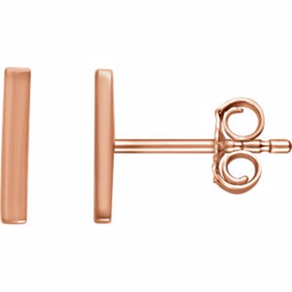 651868:102:P 14kt Rose Vertical Bar Earrings