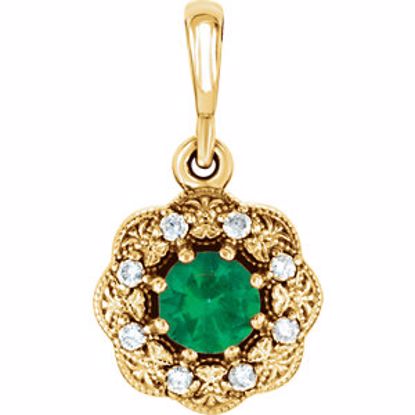 86244:6009:P 14kt Yellow Emerald & .06 CTW Diamond Pendant