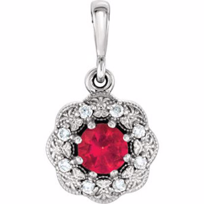 86244:6007:P Platinum Ruby & .06 CTW Diamond Pendant