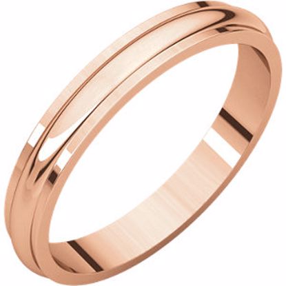 HRE5:100:P 14kt Rose 3mm Half Round Edge Band