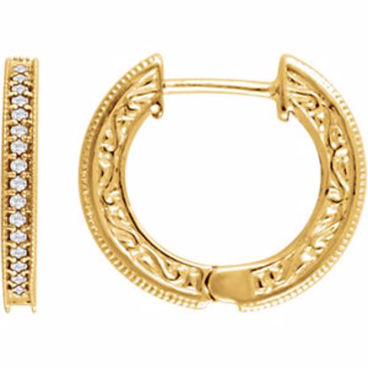 651856:60000:P 14kt Yellow 1/5 CTW Diamond Milgrain Hoop Earrings