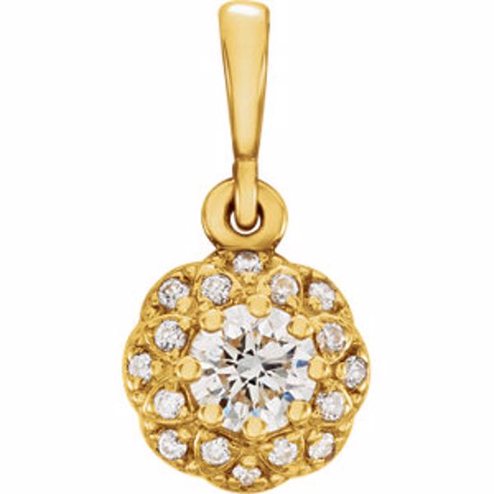 86246:6012:P 14kt Yellow 1/3 CTW Diamond Halo-Style Pendant 