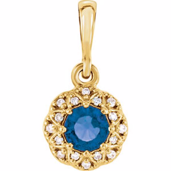 86246:6009:P 14kt Yellow Blue Sapphire & .04 CTW Diamond Pendant