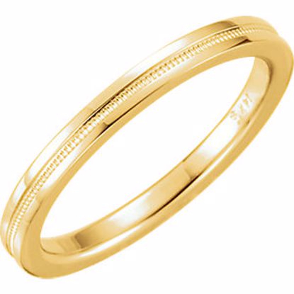 51536:108:P 14kt Yellow 2mm Flat Comfort Fit Milgrain Band Size 6.5