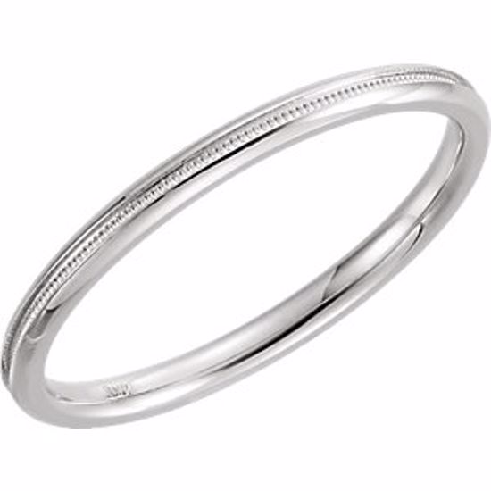 51539:110:P 14kt White 2mm Comfort Fit Milgrain Band Size 10