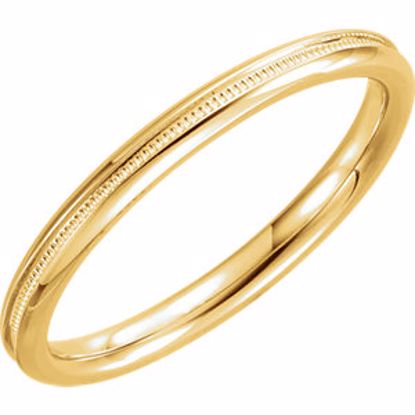 51539:118:P 14kt Yellow 2mm Comfort Fit Milgrain Band Size 6.5