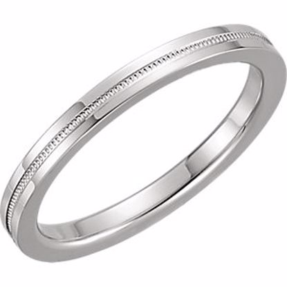 51536:104:P 14kt White 2mm Flat Comfort Fit Milgrain Band Size 7