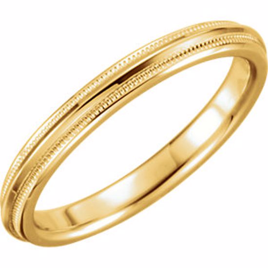 51540:121:P 14kt Yellow 2.5mm Knife Edge Comfort Fit Milgrain Band Size 8