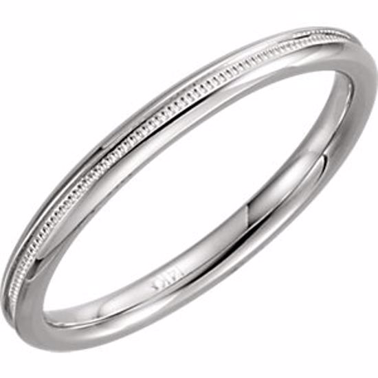 51539:103:P 14kt White 2mm Comfort Fit Milgrain Band Size 6.5