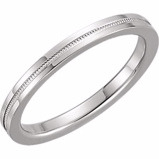 51536:101:P 14kt White 2mm Flat Comfort Fit Milgrain Band Size 5.5