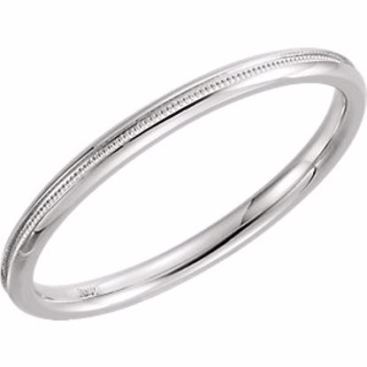 51539:112:P 14kt White 2mm Comfort Fit Milgrain Band Size 11