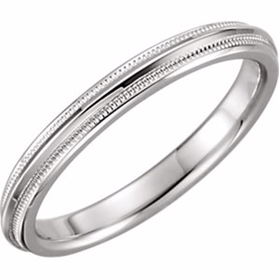 51540:103:P 14kt White 2.5mm Knife Edge Comfort Fit Milgrain Band Size 6.5
