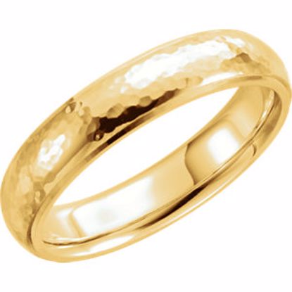 51534:151:P 14kt Yellow 5mm Half Round Edge Comfort Fit Hammer Finish Band Size 8