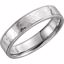51537:162:P 14kt White 5mm Flat Comfort Fit Milgrain Hammer Finish Band Size 6