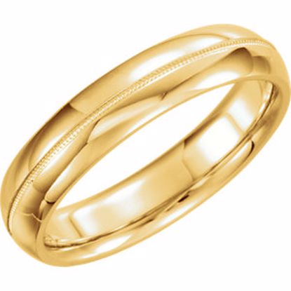 51539:181:P 14kt Yellow 5mm Comfort Fit Milgrain Band Size 8