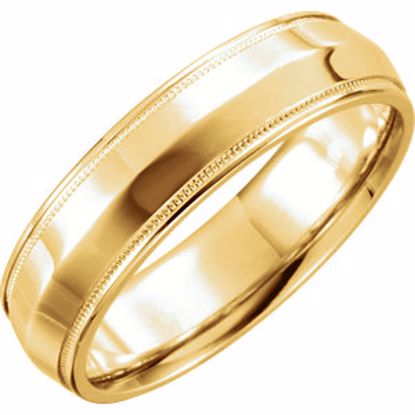 51540:207:P 14kt Yellow 6mm Knife Edge Comfort Fit Milgrain Band Size 6