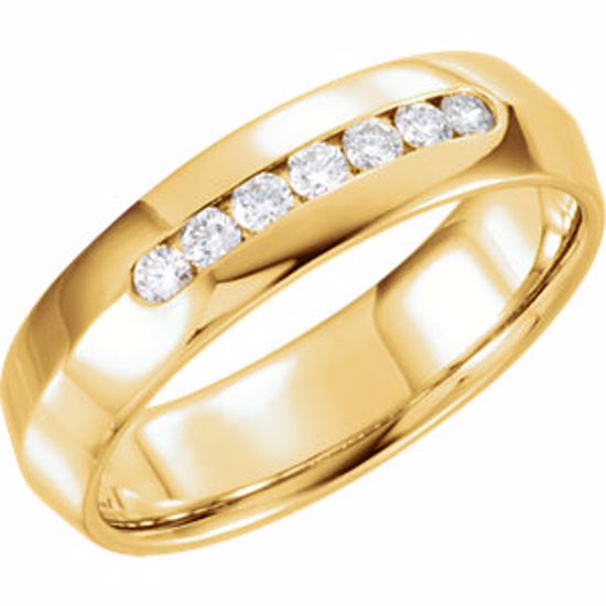 122720:6052:P 14kt Yellow 1/4 CTW Diamond Knife Edge Comfort Fit 6mm Band Size 8.5