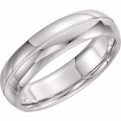 51539:196:P 14kt White 6mm Comfort Fit Milgrain Band Size 8