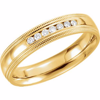 122719:6048:P 14kt Yellow 1/6 CTW Diamond 5mm Half Round Comfort Fit Double Milgrain Band Size 6.5