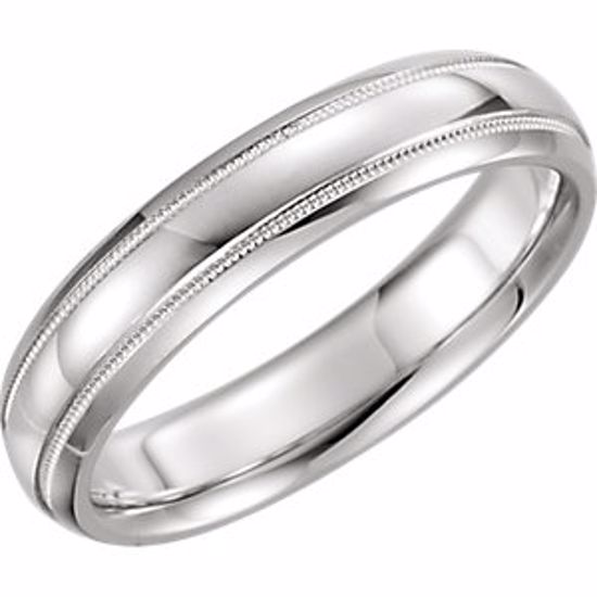 51535:103:P 14kt White 5mm Half Round Comfort Fit Milgrain Band Size 6.5