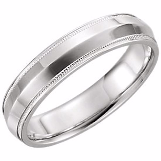 51540:163:P 14kt White 5mm Knife Edge Comfort Fit Milgrain Band Size 6.5