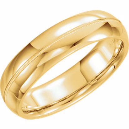 51539:214:P 14kt Yellow 6mm Comfort Fit Milgrain Band Size 9.5