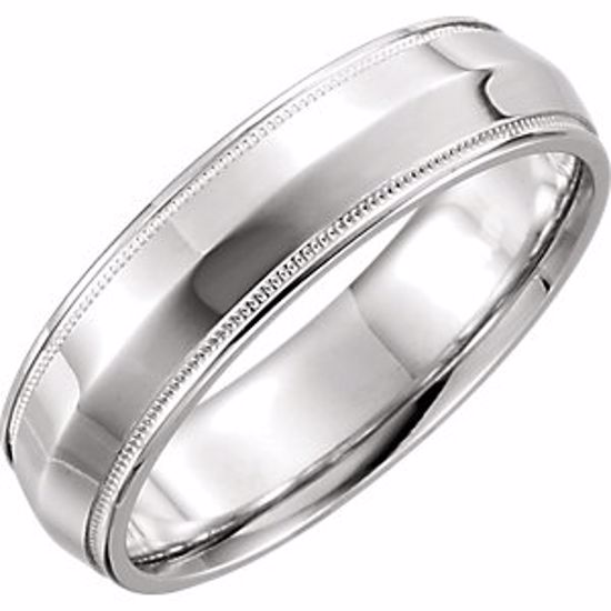 51540:191:P 14kt White 6mm Knife Edge Comfort Fit Milgrain Band Size 5.5