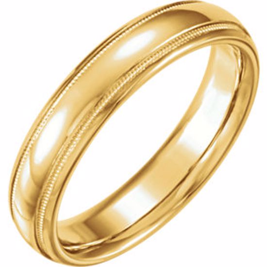 51535:125:P 14kt Yellow 5mm Half Round Comfort Fit Milgrain Band Size 10