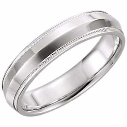 51540:174:P 14kt White 5mm Knife Edge Comfort Fit Milgrain Band Size 12