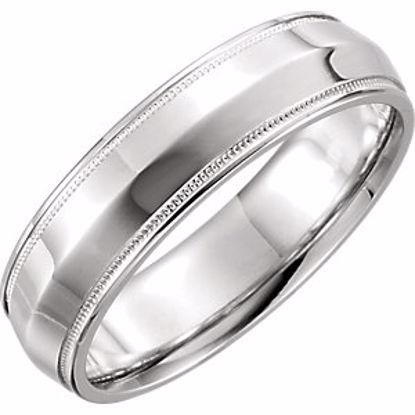 51540:190:P 14kt White 6mm Knife Edge Comfort Fit Milgrain Band Size 5