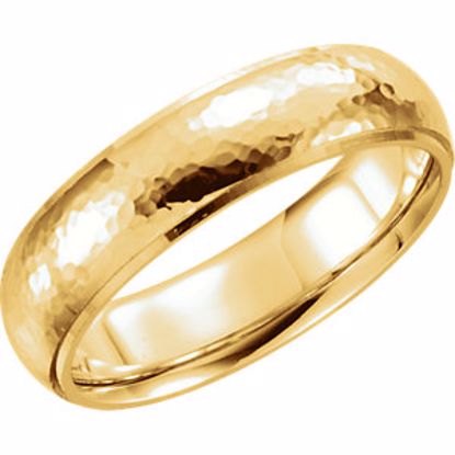 51534:187:P 14kt Yellow 6mm Half Round Edge Comfort Fit Hammer Finish Band Size 11