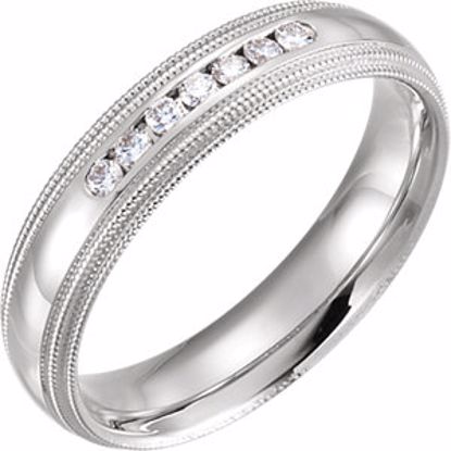 122719:6073:P 14kt White 1/4 CTW Diamond 6mm Half Round Comfort Fit Double Milgrain Band Size 11.5