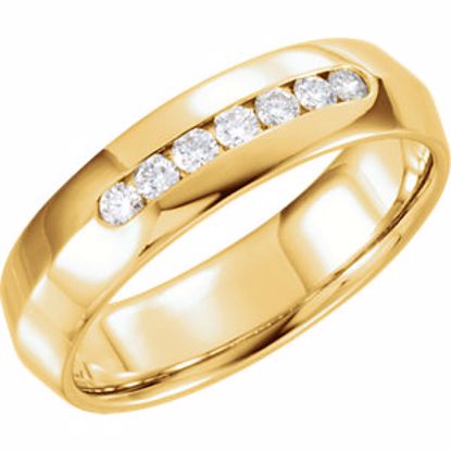 122720:6058:P 14kt Yellow 1/4 CTW Diamond Knife Edge Comfort Fit 6mm Band Size 11.5