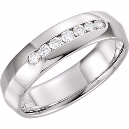 122720:6041:P 14kt White 1/4 CTW Diamond Knife Edge Comfort Fit 6mm Band Size 10.5