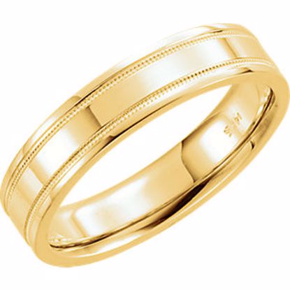 51536:166:P 14kt Yellow 5mm Flat Comfort Fit Milgrain Band Size 10.5