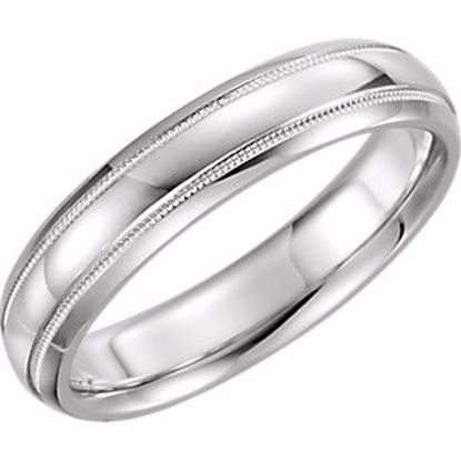 51535:113:P 14kt White 5mm Half Round Comfort Fit Milgrain Band Size 11.5