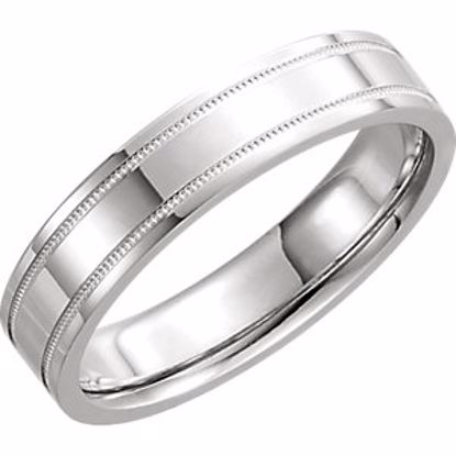 51536:151:P 14kt White 5mm Flat Comfort Fit Milgrain Band Size 10.5